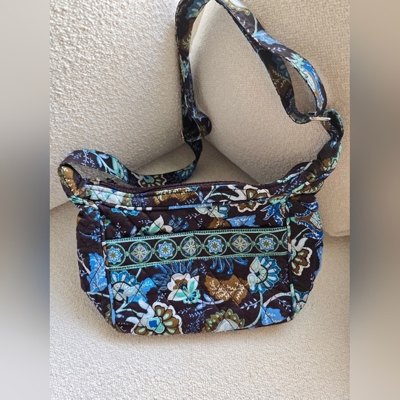 Jordan Accessories NY Handbags - Jordan Accessories NY Small Brown/Blue Quilted Floral Shoulder Bag
